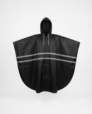 Deluxe Poncho with Reflector, Free Size, Color: Black